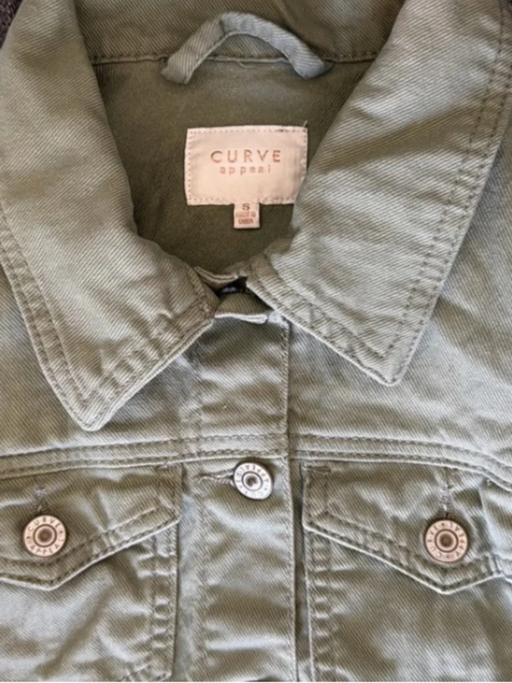 Curve Jean Olive Green Button-Up Shirt Jacket S Minimalist, Preppy, Streetwear - Picture 2 of 8